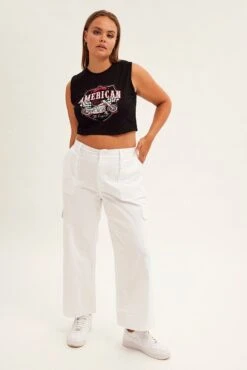 White Cargo Pants Mid Rise -You And All Fashion Store cbt2425 46pb white 4