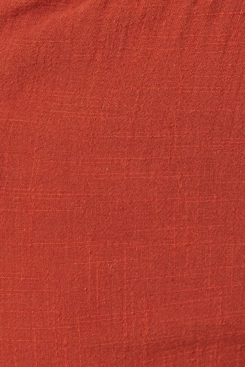 Brown Wideleg Pants Cotton Elastic Waist Textured 6 Brown Wideleg Pants Cotton Elastic Waist Textured - Image 6