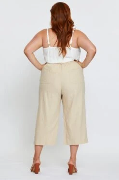 Beige Wide Leg Pants High Rise Linen Blend Crop 10 Beige Wide Leg Pants High Rise Linen Blend Crop -You And All Fashion Store cbt25219 33lb oatmeal 5 1