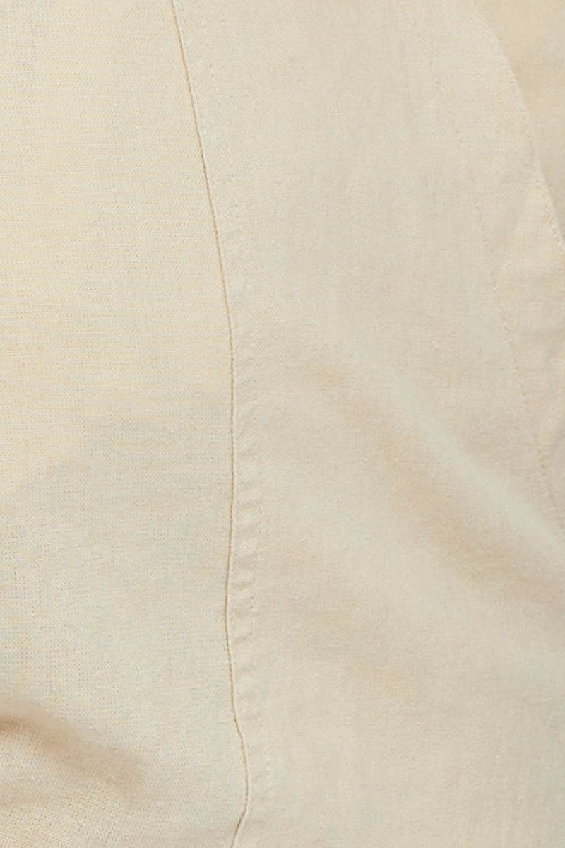 Beige Wide Leg Pants High Rise Linen Blend Crop 6 Beige Wide Leg Pants High Rise Linen Blend Crop - Image 6