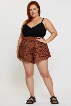 Floral Print Shorts High Rise Shirred Waist -You And All Fashion Store cbt25387 35lb floral prt 3