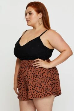 Floral Print Shorts High Rise Shirred Waist -You And All Fashion Store cbt25387 35lb floral prt 4