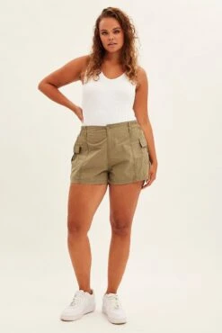 Green Cargo Shorts High Rise -You And All Fashion Store cbt2569 38pb khaki 3