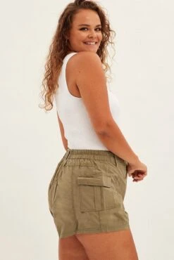 Green Cargo Shorts High Rise -You And All Fashion Store cbt2569 38pb khaki 4