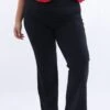 Black Wide Waistband Ponte Flare Pants