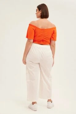 White Cargo Wide Leg Pants High Rise -You And All Fashion Store cbt2635 81pb white 5