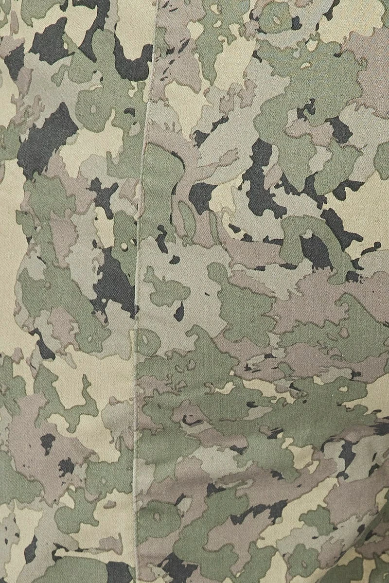 Green Print Cargo Pants Mid Rise 6 Green Print Cargo Pants Mid Rise - Image 6