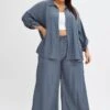 Grey Wide Leg Pants High Rise