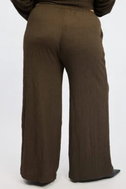 Brown Textured Elastic Waist Wide Leg Pants -You And All Fashion Store cbt2754hx 129a mocha 5
