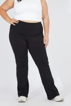 Black Flare Pant With Leg Split Brushed Stretch Jersey -You And All Fashion Store cbt3023 84pb black 3
