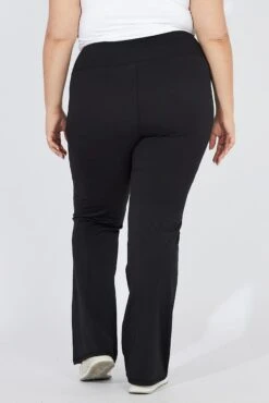 Black Flare Pant With Leg Split Brushed Stretch Jersey -You And All Fashion Store cbt3023 84pb black 5