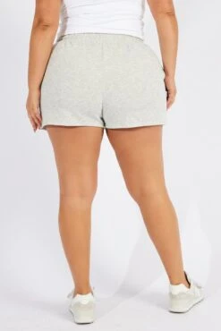 Grey Track Shorts High Waist -You And All Fashion Store cbt3051 84p grey marle 5