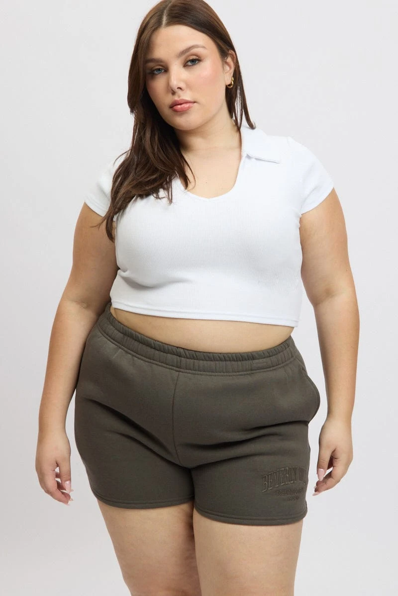 Grey Beverly Hills Embroidered Track Shorts 2 Grey Beverly Hills Embroidered Track Shorts - Image 2