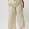 Beige Wide Leg Pants High Rise