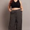 Black Geo Wide Leg Pants High Rise
