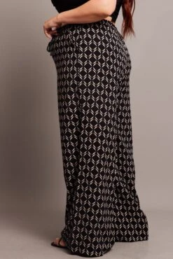 Black Geo Wide Leg Pants High Rise -You And All Fashion Store cbt3064abx 47p geo 4