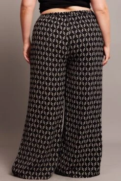 Black Geo Wide Leg Pants High Rise -You And All Fashion Store cbt3064abx 47p geo 5