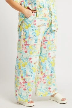 Multi Abstract Drawstring Waist Wide Leg Pants -You And All Fashion Store cbt3064bx 47a abstract 4