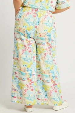 Multi Abstract Drawstring Waist Wide Leg Pants -You And All Fashion Store cbt3064bx 47a abstract 5