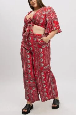 Red Boho Elastic Waist Wide Leg Pants -You And All Fashion Store cbt3064hx 47a boho 3
