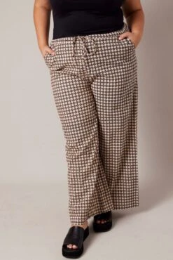 Brown Geo Wide Leg Pants High Rise -You And All Fashion Store cbt3064j 47pb geo 3