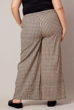 Brown Geo Wide Leg Pants High Rise -You And All Fashion Store cbt3064j 47pb geo 5