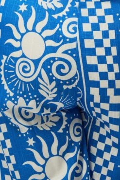 Blue Abstract Drawstring Wide Leg Linen Blend Pants -You And All Fashion Store cbt3064qx 47a abstract 6