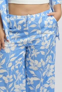 Blue Abstract Drawstring Waist Wide Leg Linen Blend Pants -You And All Fashion Store cbt3064rx 47a abstract 6
