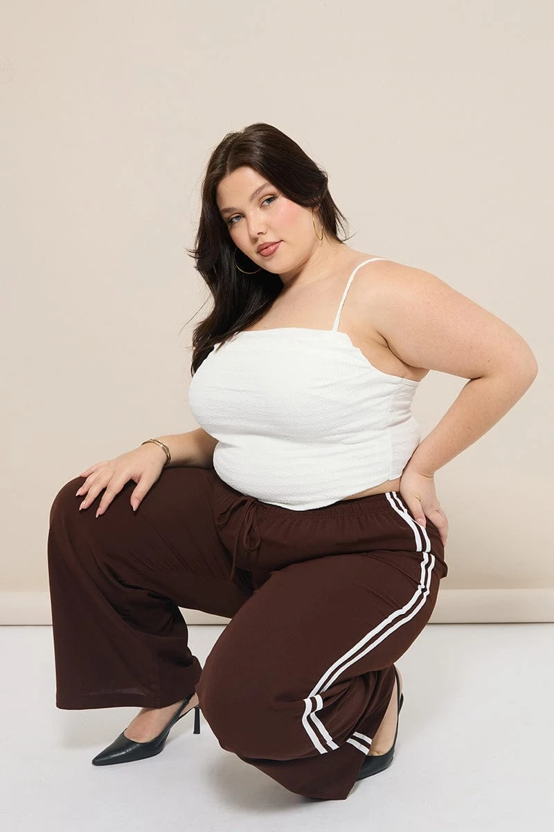 Brown Side Stripe Wide Leg Pants 1 Brown Side Stripe Wide Leg Pants
