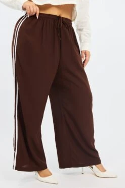 Brown Side Stripe Wide Leg Pants 8 Brown Side Stripe Wide Leg Pants -You And All Fashion Store cbt3064ss 501ab chocolate 4