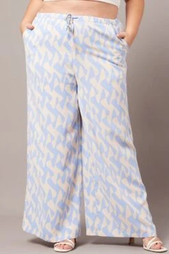 Blue Abstract Wide Leg Pants High Rise 8 Blue Abstract Wide Leg Pants High Rise -You And All Fashion Store cbt3064ux 47pb abstract 3