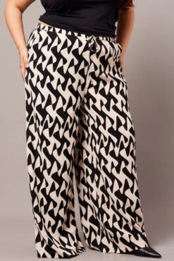 Black Abstract Wide Leg Pants High Rise 8 Black Abstract Wide Leg Pants High Rise -You And All Fashion Store cbt3064vx 47p abstract 3