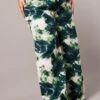 Green Abstract Wide Leg Pants High Rise