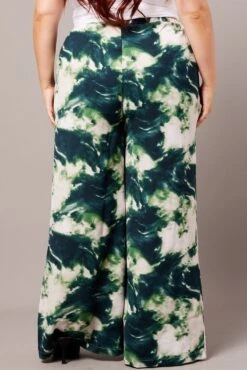 Green Abstract Wide Leg Pants High Rise -You And All Fashion Store cbt3064zx 47p abstract 5