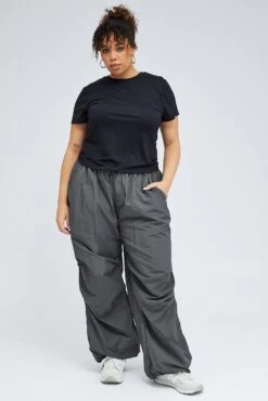 Grey Parachute Cargo Pants -You And All Fashion Store cbt3073 38p charcoal 3