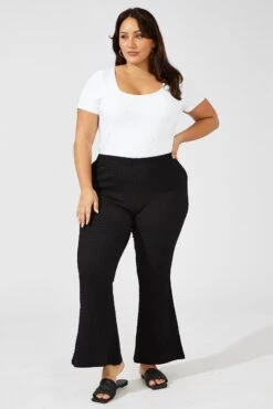 Black Flare Leg Pants High Rise -You And All Fashion Store cbt3081 81pb black 3