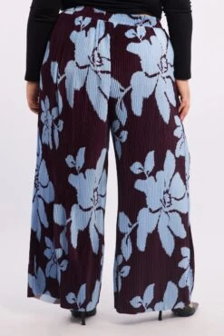 Purple Floral Plisse Pleat Elastic Waist Wide Leg Pants 8 Purple Floral Plisse Pleat Elastic Waist Wide Leg Pants -You And All Fashion Store cbt3107ax 47a floral 4