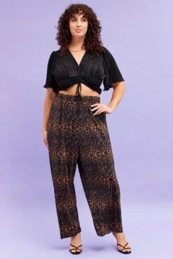 Brown Animal Print Plisse Pants Wide Leg -You And All Fashion Store cbt31405 47ab animal pri 3