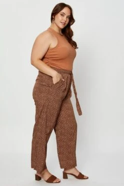 Brown Wide Leg Pants High Rise Waist Tie -You And All Fashion Store cbt31426a 10a choclate 4