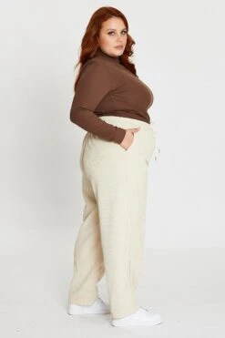 White Elastic Waist Cord Slim Leg Pant -You And All Fashion Store cbt31517 33ab cream 4 2 1