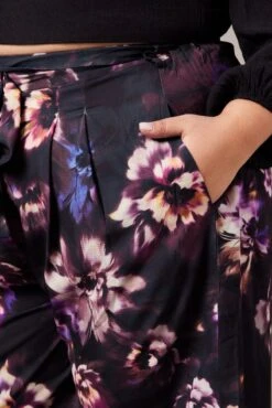 Black Floral Wide Leg Pants Belted -You And All Fashion Store cbt31605o 34p floral 6