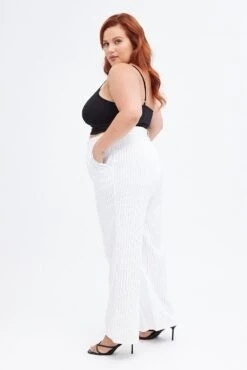 Stripe Wide Leg Pants High Rise Pin Seam Front -You And All Fashion Store cbt31606a 36ab stripe 4