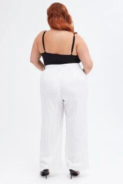 Stripe Wide Leg Pants High Rise Pin Seam Front -You And All Fashion Store cbt31606a 36ab stripe 5
