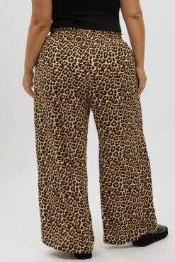 Black Animal Print Wide Leg Elastic Waist Pants -You And All Fashion Store cbt31610 47ab animal pri 5