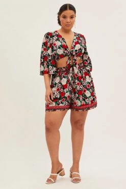 Multi Boho Elastic Waist Shorts -You And All Fashion Store cbt31656 34ab boho 3