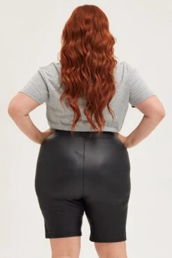 Black High Waist Wet Look Bike Short -You And All Fashion Store cbt31659 34ab black 5 2