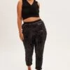 Black Sequin Leggings Pull On Stretch