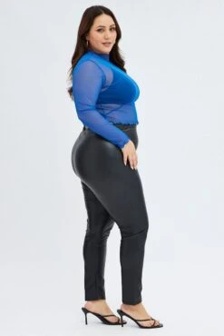 Black Sculpting Legging Faux Leather Pull On Full Length -You And All Fashion Store cbt31770 38a black 4