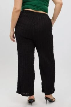 Black Crinkle Texture Wide Leg Pants -You And All Fashion Store cbt31793 47ab black 5