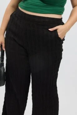 Black Crinkle Texture Wide Leg Pants -You And All Fashion Store cbt31793 47ab black 6
